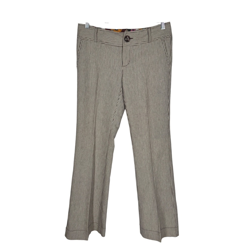 Charlotte Russe Y2K Low Rise Pinstripe Flare Pants Size 5 Flap Pockets Wide Leg